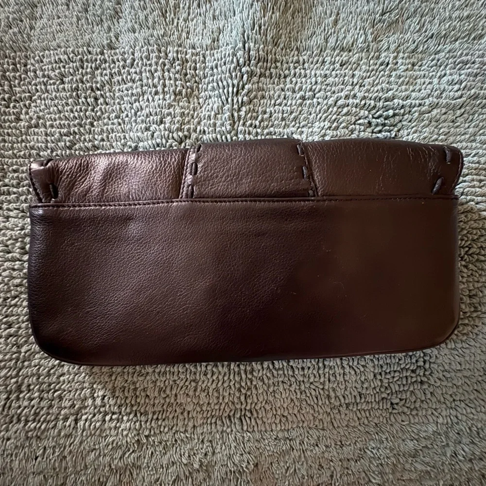 NWOT Coldwater Creek Women’s Boho Leather Metal Cane Flower Clutch Bag